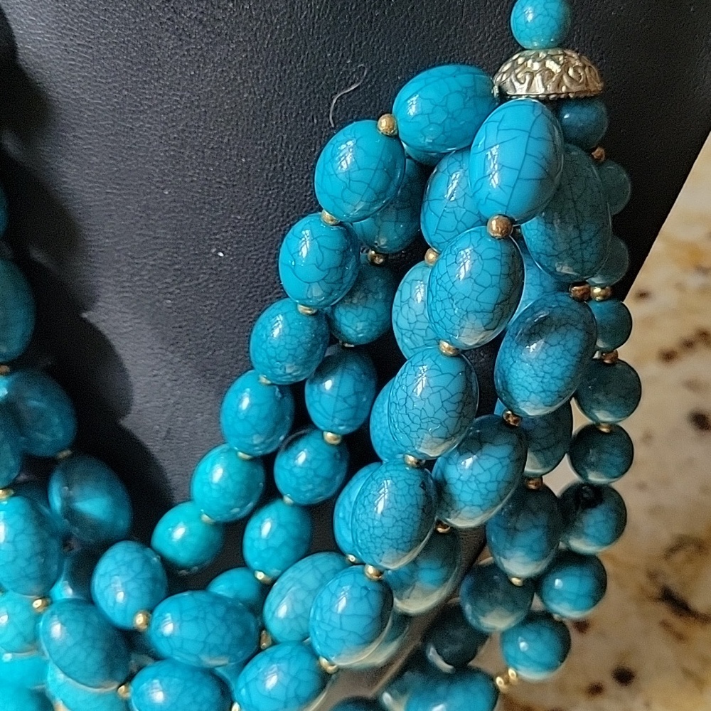 Multistrand Howlite Like Blue Beads. - Picture 2 of 3